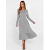 ANRABESS Womens Fall Long Sleeve Midi Dress(Grey)