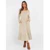 ANRABESS Womens Fall Long Sleeve Midi Dress(Light Khaki)
