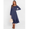 ANRABESS Womens Fall Long Sleeve Midi Dress(Navy Blue)