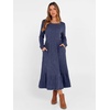 ANRABESS Womens Fall Long Sleeve Midi Dress(Navy Blue)