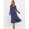 ANRABESS Womens Fall Long Sleeve Midi Dress(Navy Blue)