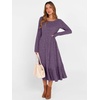 ANRABESS Womens Fall Long Sleeve Midi Dress(Purple)
