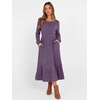 ANRABESS Womens Fall Long Sleeve Midi Dress(Purple)