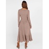 ANRABESS Womens Fall Long Sleeve Midi Dress(Tan)