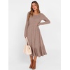ANRABESS Womens Fall Long Sleeve Midi Dress(Tan)