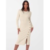 ANRABESS Womens Fall Long Sleeve Ribbed Knit Bodycon Midi Sweater Dress(Beige)