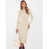 ANRABESS Womens Fall Long Sleeve Ribbed Knit Bodycon Midi Sweater Dress(Beige)