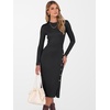 ANRABESS Womens Fall Long Sleeve Ribbed Knit Bodycon Midi Sweater Dress(Black)