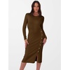 ANRABESS Womens Fall Long Sleeve Ribbed Knit Bodycon Midi Sweater Dress(Brown)