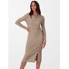 ANRABESS Womens Fall Long Sleeve Ribbed Knit Bodycon Midi Sweater Dress(Tan)