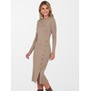 ANRABESS Womens Fall Long Sleeve Ribbed Knit Bodycon Midi Sweater Dress(Tan)