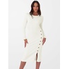 ANRABESS Womens Fall Long Sleeve Ribbed Knit Bodycon Midi Sweater Dress(White)