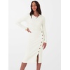 ANRABESS Womens Fall Long Sleeve Ribbed Knit Bodycon Midi Sweater Dress(White)