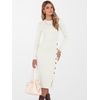 ANRABESS Womens Fall Long Sleeve Ribbed Knit Bodycon Midi Sweater Dress(White)