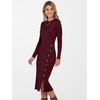 ANRABESS Womens Fall Long Sleeve Ribbed Knit Bodycon Midi Sweater Dress(Wine Red)