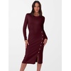 ANRABESS Womens Fall Long Sleeve Ribbed Knit Bodycon Midi Sweater Dress(Wine Red)