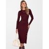 ANRABESS Womens Fall Long Sleeve Ribbed Knit Bodycon Midi Sweater Dress(Wine Red)