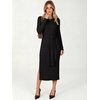 ANRABESS Womens Long Sleeve Midi Sweater Dress Bodycon Fall Dresses(Black)