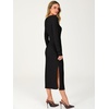 ANRABESS Womens Long Sleeve Midi Sweater Dress Bodycon Fall Dresses(Black)