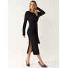 ANRABESS Womens Long Sleeve Midi Sweater Dress Bodycon Fall Dresses(Black)