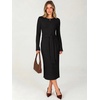 ANRABESS Womens Long Sleeve Midi Sweater Dress Bodycon Fall Dresses(Black)