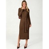 ANRABESS Womens Long Sleeve Midi Sweater Dress Bodycon Fall Dresses(Brown)