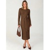 ANRABESS Womens Long Sleeve Midi Sweater Dress Bodycon Fall Dresses(Brown)