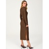 ANRABESS Womens Long Sleeve Midi Sweater Dress Bodycon Fall Dresses(Brown)