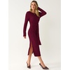 ANRABESS Womens Long Sleeve Midi Sweater Dress Bodycon Fall Dresses(Burgundy)