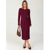 ANRABESS Womens Long Sleeve Midi Sweater Dress Bodycon Fall Dresses(Burgundy)