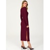 ANRABESS Womens Long Sleeve Midi Sweater Dress Bodycon Fall Dresses(Burgundy)