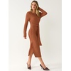 ANRABESS Womens Long Sleeve Midi Sweater Dress Bodycon Fall Dresses(Burnt Orange)