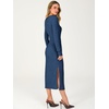ANRABESS Womens Long Sleeve Midi Sweater Dress Bodycon Fall Dresses(Dark Blue)