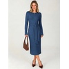ANRABESS Womens Long Sleeve Midi Sweater Dress Bodycon Fall Dresses(Dark Blue)