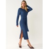 ANRABESS Womens Long Sleeve Midi Sweater Dress Bodycon Fall Dresses(Dark Blue)
