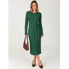 ANRABESS Womens Long Sleeve Midi Sweater Dress Bodycon Fall Dresses(Deep Green)