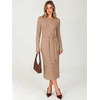 ANRABESS Womens Long Sleeve Midi Sweater Dress Bodycon Fall Dresses(Tan)