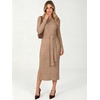 ANRABESS Womens Long Sleeve Midi Sweater Dress Bodycon Fall Dresses(Tan)