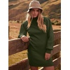 ANRABESS Womens Long Sleeve Turtle Neck Fall Bodycon Mini Sweater Dresses(Army Green)