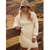 ANRABESS Womens Long Sleeve Turtle Neck Fall Bodycon Mini Sweater Dresses(Beige)