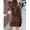 ANRABESS Womens Long Sleeve Turtle Neck Fall Bodycon Mini Sweater Dresses(Brown)