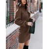 ANRABESS Womens Long Sleeve Turtle Neck Fall Bodycon Mini Sweater Dresses(Brown)