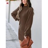 ANRABESS Womens Long Sleeve Turtle Neck Fall Bodycon Mini Sweater Dresses(Brown)