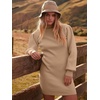 ANRABESS Womens Long Sleeve Turtle Neck Fall Bodycon Mini Sweater Dresses(Camel)