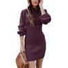 ANRABESS Womens Long Sleeve Turtle Neck Fall Bodycon Mini Sweater Dresses(Deep Purple)