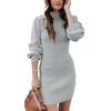 ANRABESS Womens Long Sleeve Turtle Neck Fall Bodycon Mini Sweater Dresses(Gray)