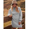 ANRABESS Womens Long Sleeve Turtle Neck Fall Bodycon Mini Sweater Dresses(Gray)