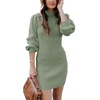 ANRABESS Womens Long Sleeve Turtle Neck Fall Bodycon Mini Sweater Dresses(Green Gray)