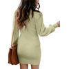 ANRABESS Womens Long Sleeve Turtle Neck Fall Bodycon Mini Sweater Dresses(Light Green)