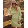 ANRABESS Womens Long Sleeve Turtle Neck Fall Bodycon Mini Sweater Dresses(Light Green)